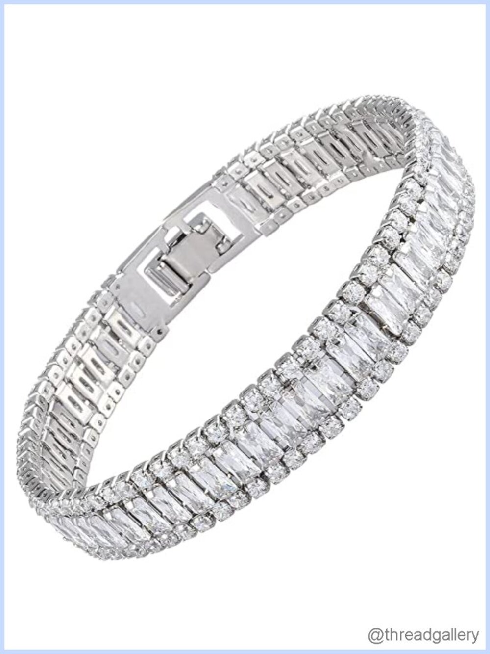 Chunky Cubic Zirconia Tennis Bracelet 18K Gold Plated Multi Row Stackable 7 inch